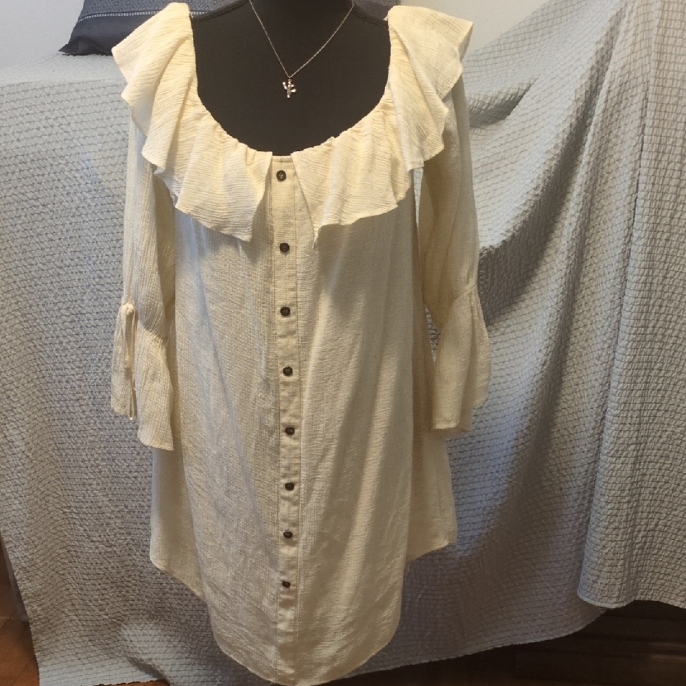 Cream Ruffled Women's Tunic